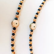 Pink Evil Eye Black Golden Beaded Anklet Set